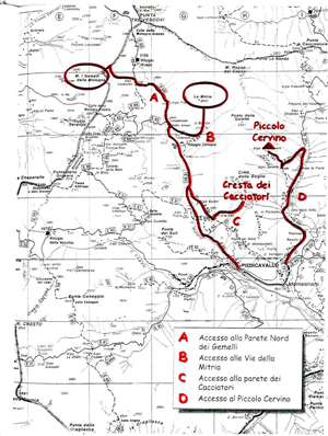 Cartina delle Arrampicate